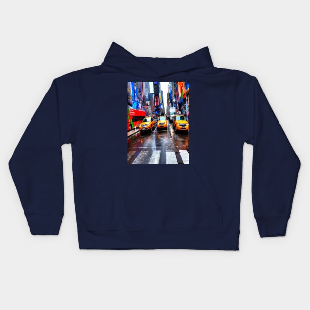 Times Square Taxis Kids Hoodie by tommysphotos